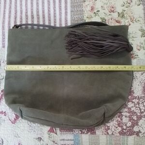 HOBO Olive Green Suede Tassel Shoulder Bag